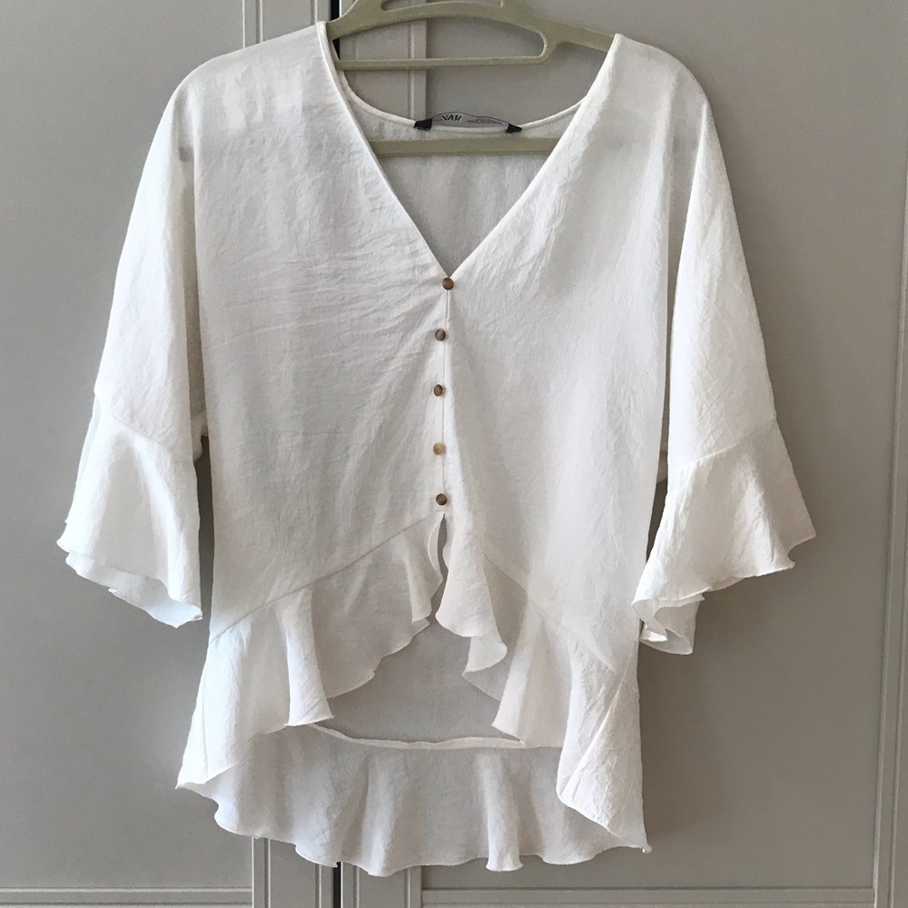 White silky blouse 3/4 sleeve